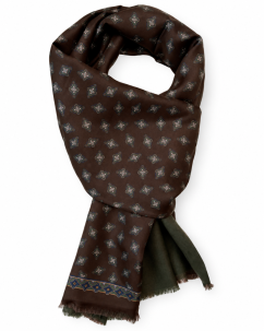 Oboustranná šála z hedvábí a kašmíru s diamantovým vzorem | Serà Fine Silk