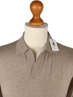 CARACCIOLO 1962 Knitted Polo Shirt | 20% Cashmere, Johnny Collar (New)