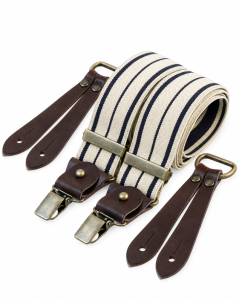 Bertelles Selvedge Wide Braces with Navy Stripe