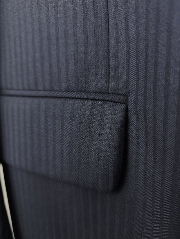 Dormeuil vintage double-breasted navy striped suit
