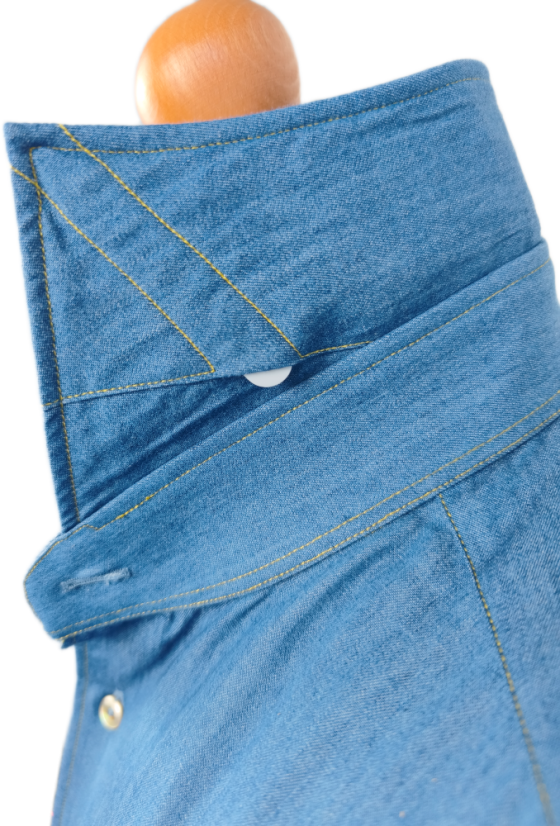 Cordone 1956 denim blue shirt with yellow stitching