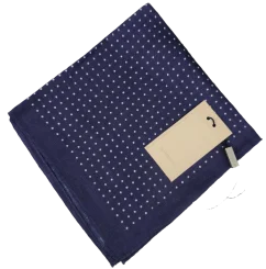 Suitsupply Linen Pocket Square – Navy with Polka Dots