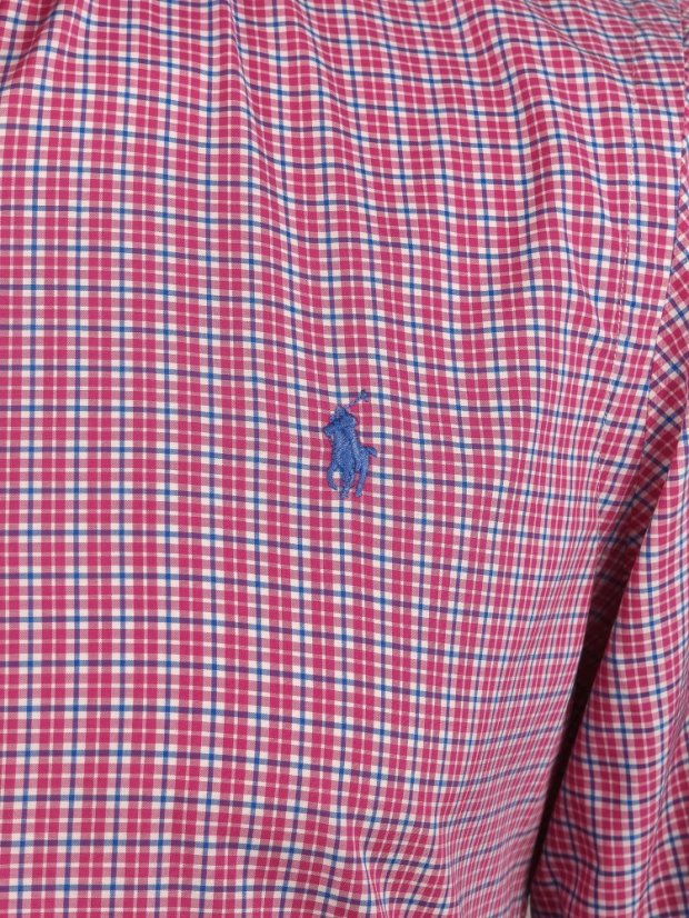 Ralph Lauren SLIM FIT | Růžová/Bílá Kostka, Stretch Materiál (Vel. M)