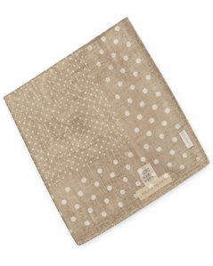 Suitsupply Linen Pocket Square – Beige with White Polka Dots