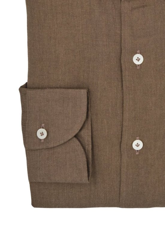 Cordone 1956 lněná košile - Velikost: 42, Barva: Hnědá