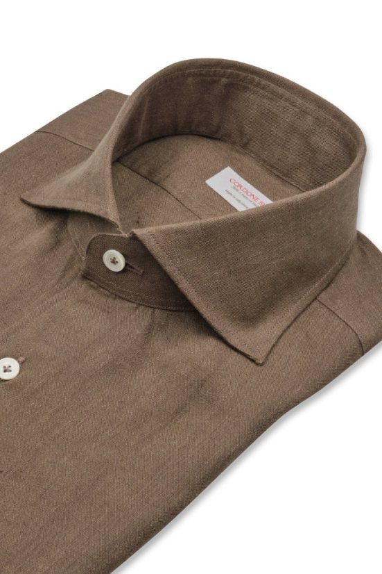 Cordone 1956 lněná košile - Velikost: 42, Barva: Hnědá