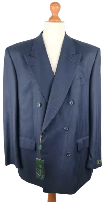 Dormeuil vintage double-breasted navy striped suit