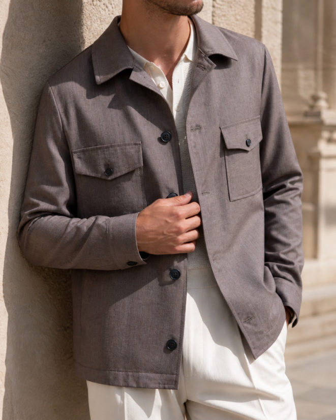 Scarano Napoli Brown Lightweight Flannel Overshirt