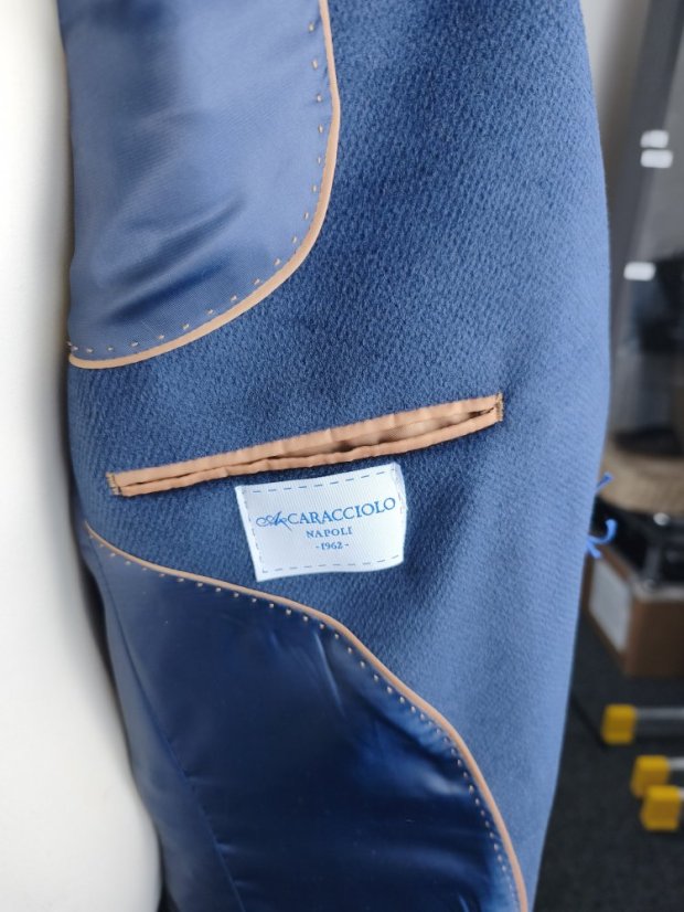 Caracciolo 1962 italský kabát 80 % vlna 20 % kašmír navy