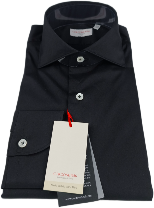 Cordone 1956 černá stretch popelín slim fit košile