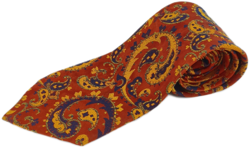 Kravata COMMODORE | Paisley 60s/70s, Barvy Oranžová/Granátová