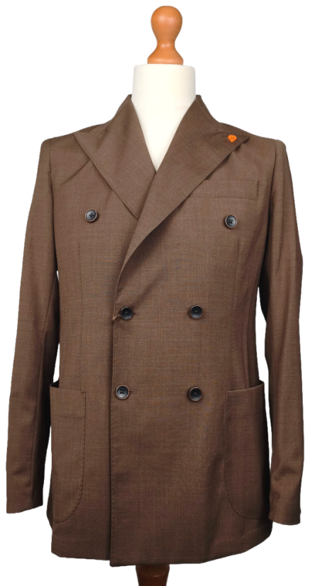 Scarano Napoli Double-Breasted Fresco Wool Blazer - Size: 50, Colour: Grey