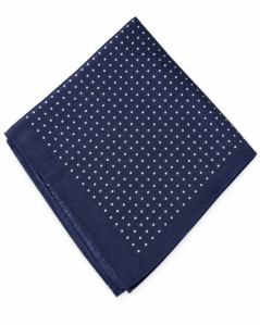 Suitsupply Linen Pocket Square – Navy with Polka Dots