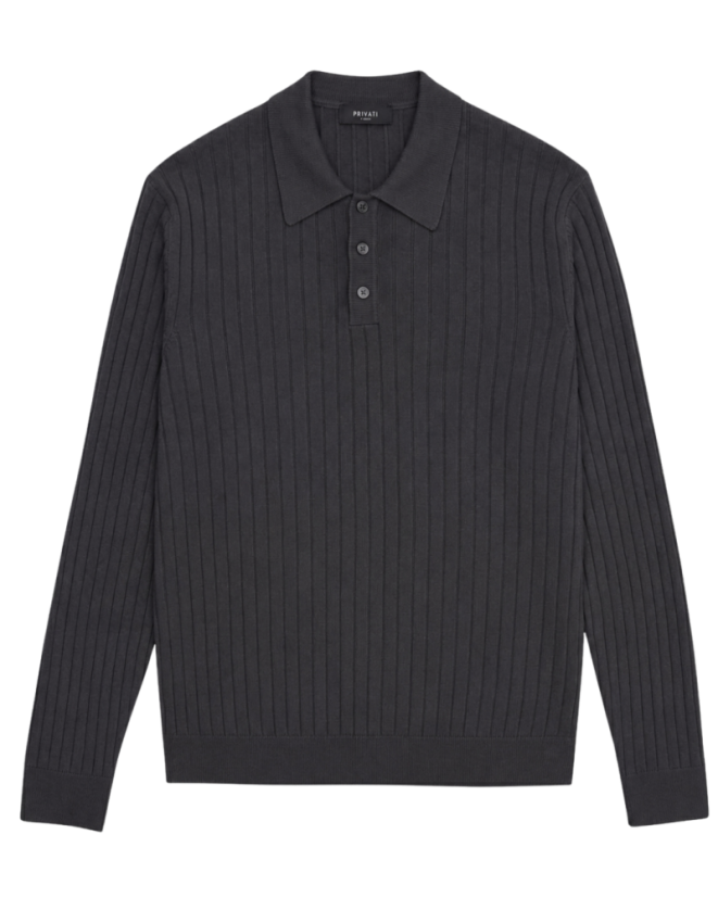 Privati Firenze pletené polo z extra jemné merino vlny - Velikost: XL, Barva: Černá