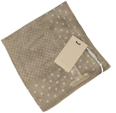 Suitsupply Linen Pocket Square – Beige with White Polka Dots