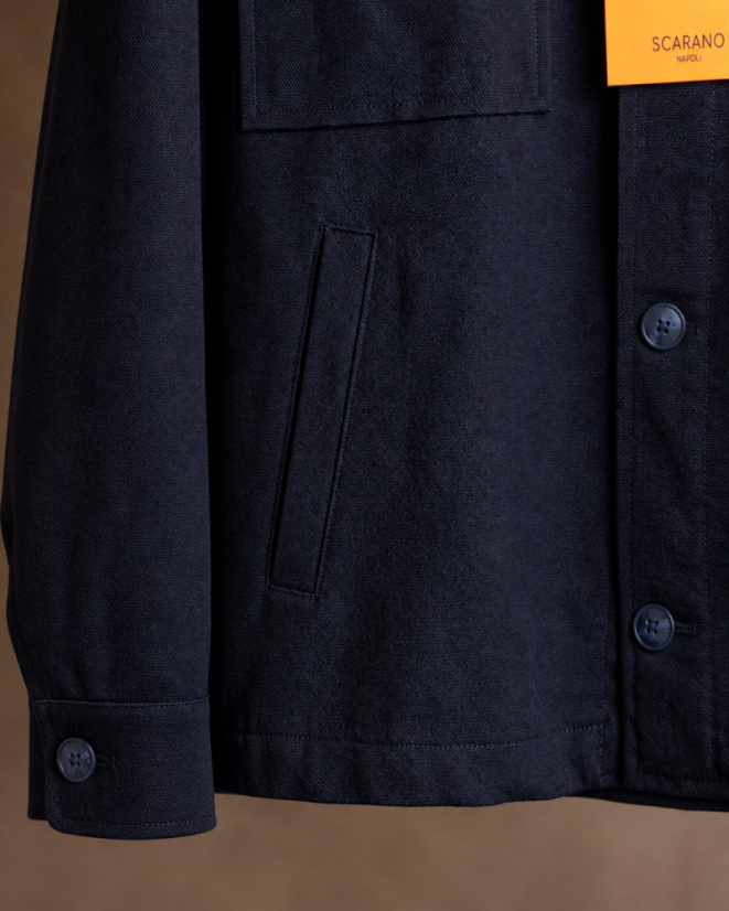 Scarano Napoli Navy Cotton Overshirt – Made in Italy