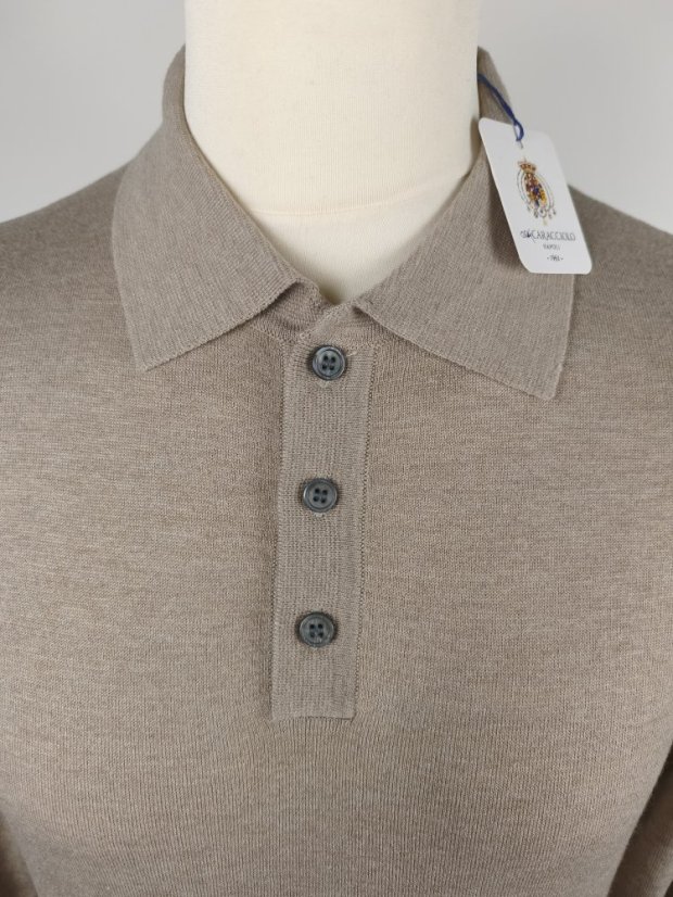 CARACCIOLO 1962 Knitted Polo Shirt | 20% Cashmere, Buttons (New)