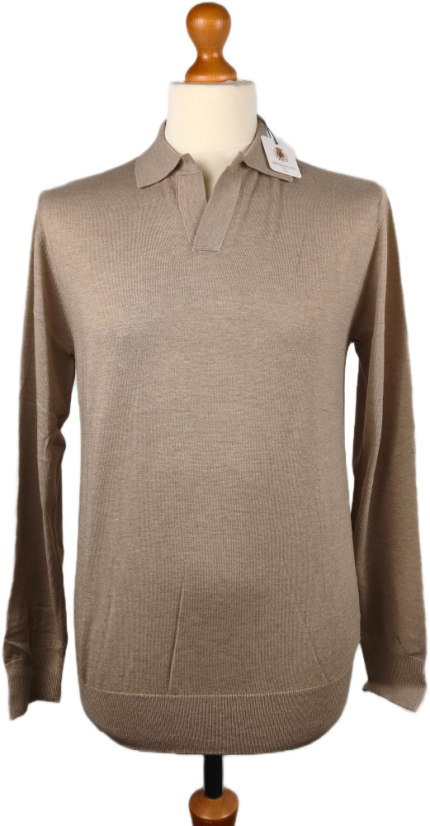 Pletené Polo CARACCIOLO 1962 | 20% Kašmír, Johnny Collar (Nové)