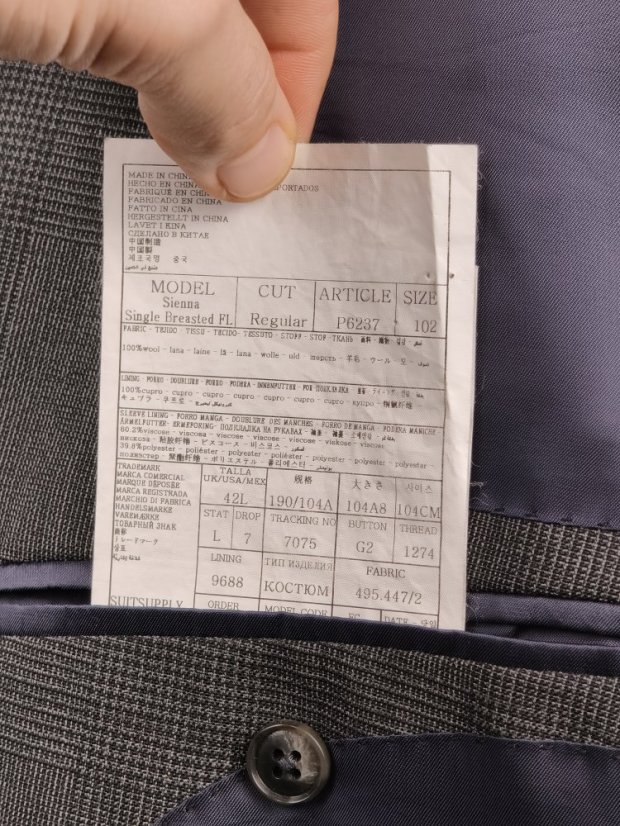 Oblek SUITSUPPLY x VBC | Prémiová Vlna, Šedá (Vel. M)