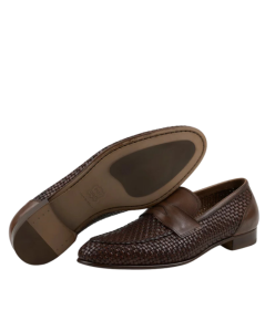 Calpierre 1987 Brown Woven Leather Loafers