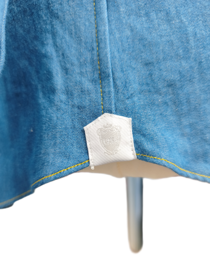Cordone 1956 denim blue shirt with yellow stitching