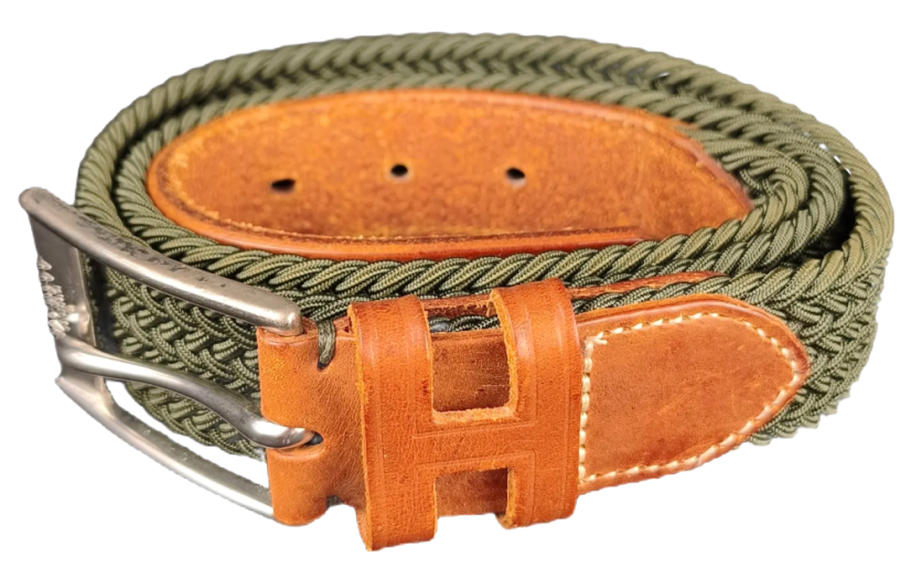 Hackett London pletený pásek s koženými detaily