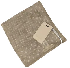 Suitsupply Linen Pocket Square – Beige with White Polka Dots