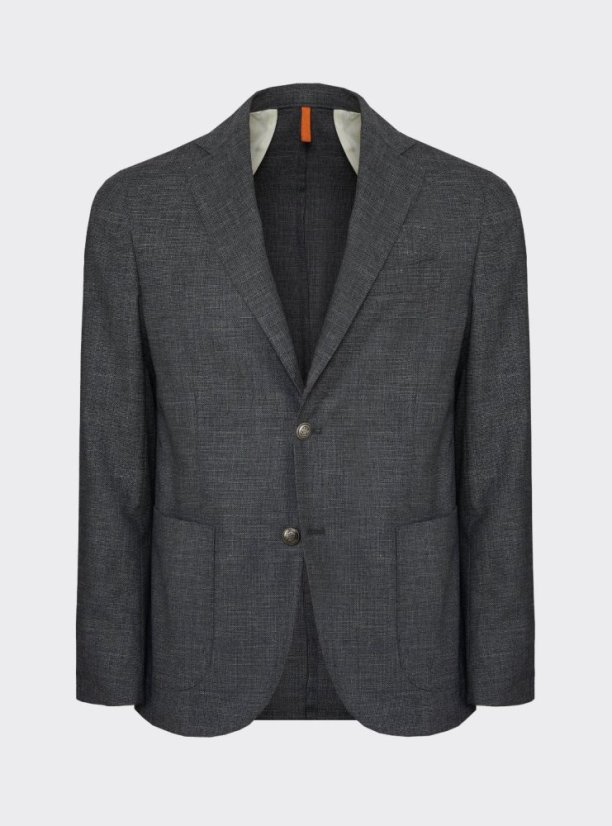 Scarano Napoli grey wool blazer with metal buttons
