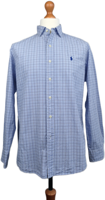 Klasická košile RALPH LAUREN | 100% Bavlna, Modrá kostka (Vel. L)