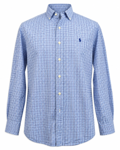 Klasická košile RALPH LAUREN | 100% Bavlna, Modrá kostka (Vel. L)