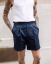 Couturier Parisien Navy Pleated Cotton Shorts - Size: L
