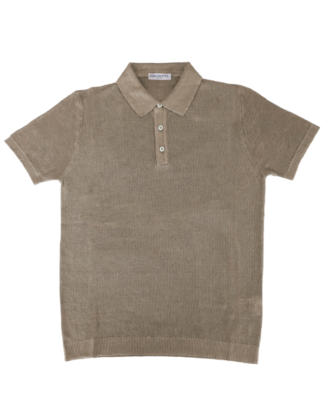 100% Linen Polo Shirt | Parramatta - Size: M, Colour: Beige