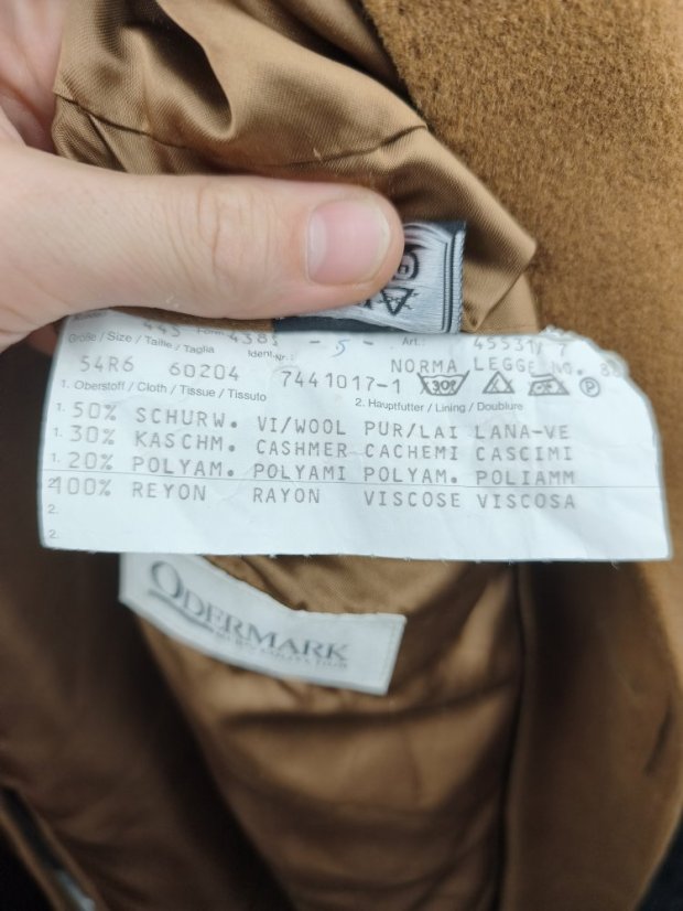 Kabát ODERMARK | 30% KAŠMÍR & Vlna Vel. XL