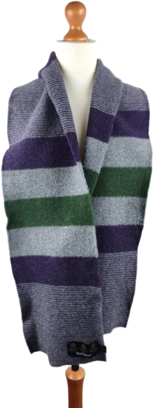 Klasická teplá šála BARBOUR | 100% Jehněčí Vlna (Šedo-fialová)