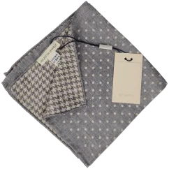 Suitsupply oboustranný hedvábný kapesníček – šedý s puntíky / houndstooth