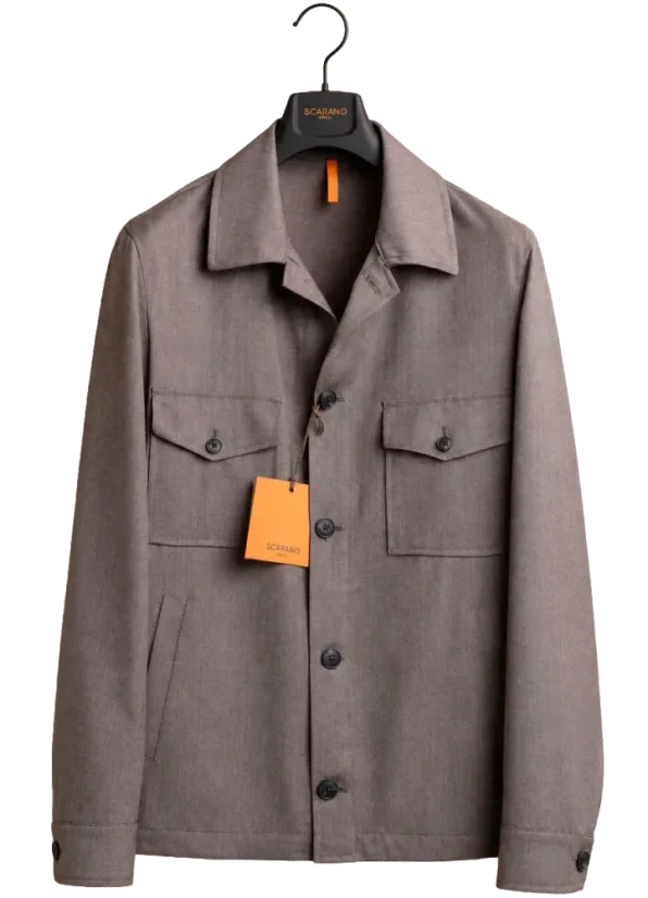 Scarano Napoli Brown Lightweight Flannel Overshirt