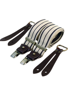 Bertelles Selvedge Wide Braces with Navy Stripe