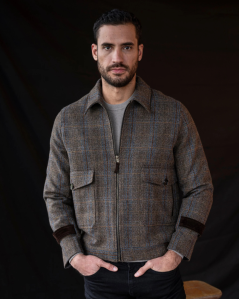 Tvídová bunda Aviator s kostkovaným vzorem | Celtic Tweed