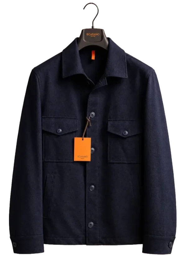 Scarano Napoli Navy Cotton Overshirt – Made in Italy