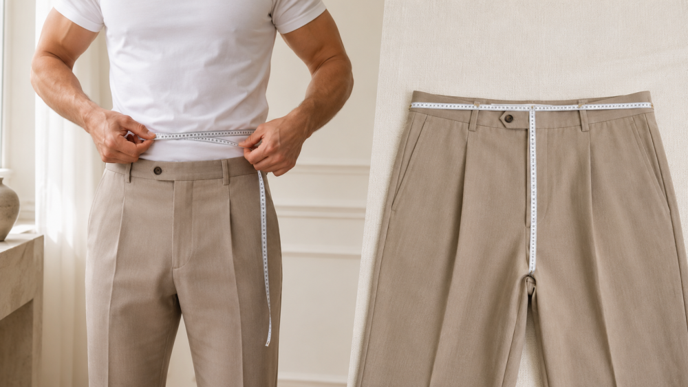 Measuring the natural waist and rise of men's trousers