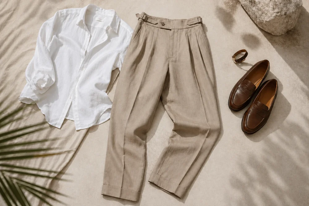 Elegant men’s Gurkha trousers with a high waist
